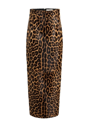 KHAITE leopard print slit maxi skirt - Brown