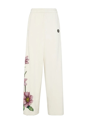 Philipp Plein floral embroidered trousers - Neutrals