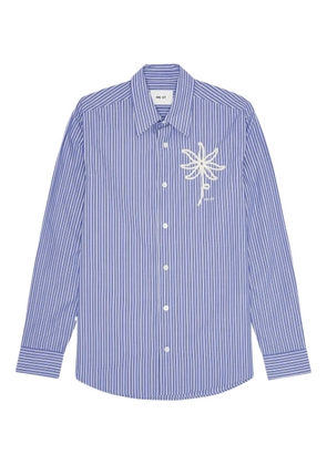 NN07 embroidered-flower striped shirt - Blue