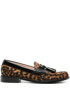 Stuart Weitzman leopard-print tassel loafers - Brown