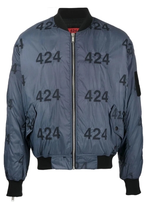 424 logo-print quilted bomber jacket - Blue
