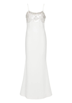 Amen crystal-embellishment crepe maxi dress - White