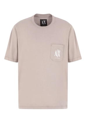 Armani Exchange patch-pocket logo-print T-shirt - Neutrals