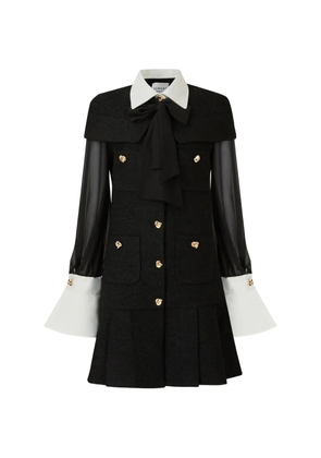 Edward Achour Paris bow-detail pleated button-up mini dress - Black