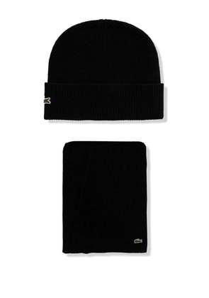 Lacoste logo-appliqué beanie (set of two) - Black