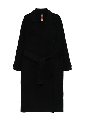 Glox belted patch-pocket coat - Black