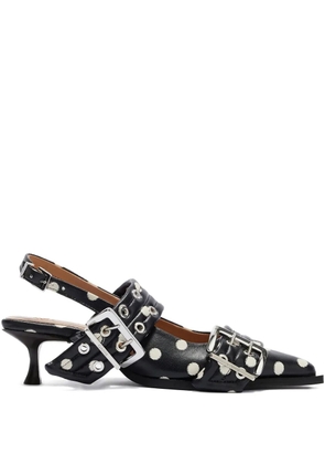GANNI polka-dot buckle pumps - Black