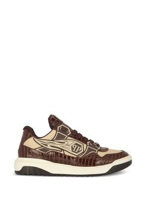 Philipp Plein embossed lace-up sneakers - Brown