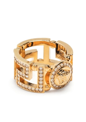 Versace Medusa Greca crystal-embellished ring - Gold
