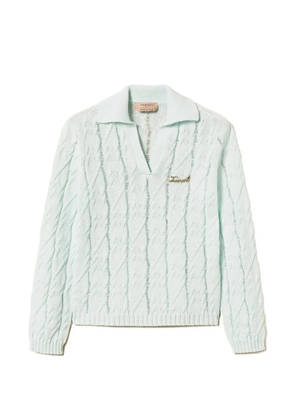TWINSET polo-collar cable-knit sweater - Green