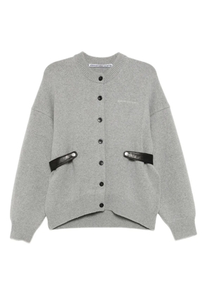 Alexander Wang leather-belt cardigan - Grey