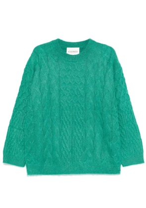 Closed cable-knit sweater - Green
