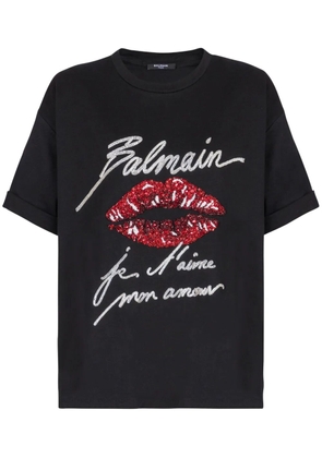 Balmain kiss-print short-sleeves T-shirt - Black