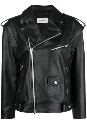 ARMARIUM off-centre zip leather jacket - Black