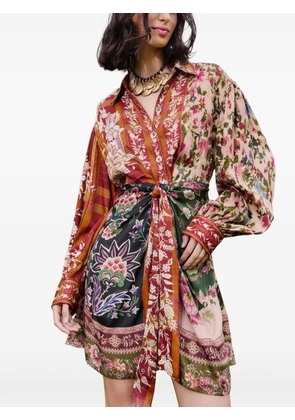 FARM Rio buttoned floral-print mini dress - Red