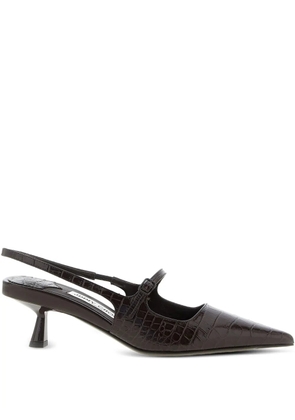 Jimmy Choo 45mm crocodile-embossed slingback pumps - Brown