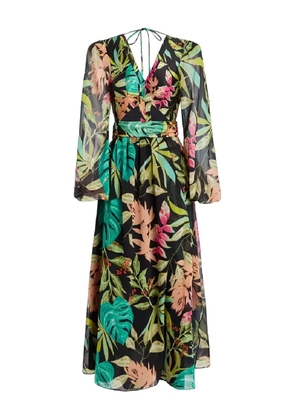 PatBO Tropicalia floral-pattern midi dress - Black