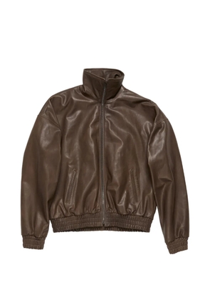 Acne Studios funneled zip leather jacket - Brown