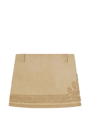 Ermanno Scervino embroidery suede skirt - Neutrals