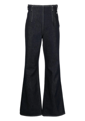 GCDS contrast-stitching high-rise flared jeans - Blue