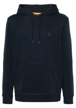 BOSS logo-patch cotton hoodie - Blue