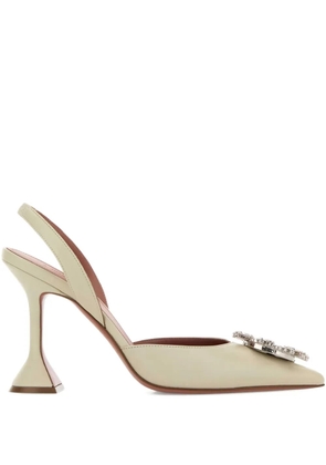 Amina Muaddi Begum embellished leather pumps - Neutrals