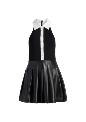 alice + olivia collared pleated mini dress - Black