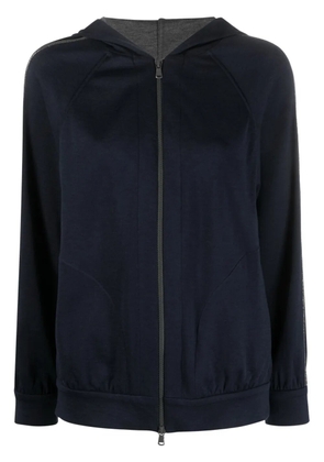 Brunello Cucinelli Monili-trimmed zipped hoodie - Blue