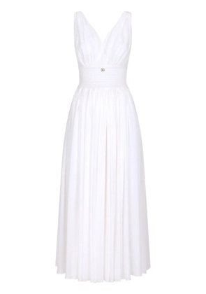 Dolce & Gabbana shirred-panel silk midi dress - White