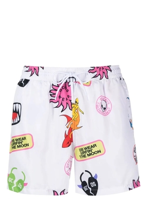 GCDS graphic-print swim shorts - White