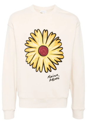 Maison Kitsuné sunflower motif long sleeve sweater - Neutrals