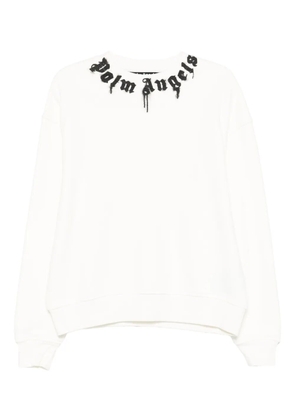 Palm Angels logo-print cotton sweatshirt - White