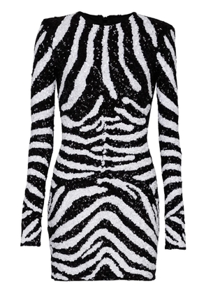 Balmain zebra-pattern sequin-embellished dress - Black