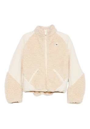 Bacon logo-patch faux fur coat - Neutrals