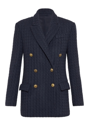 Brunello Cucinelli double-breasted textured blazer - Blue