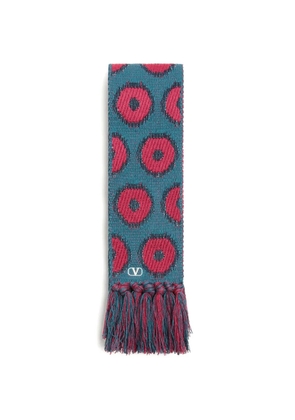 Valentino Garavani Antibes cotton scarf with fringe - Blue