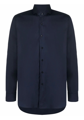 Xacus curved-hem buttoned-up shirt - Blue