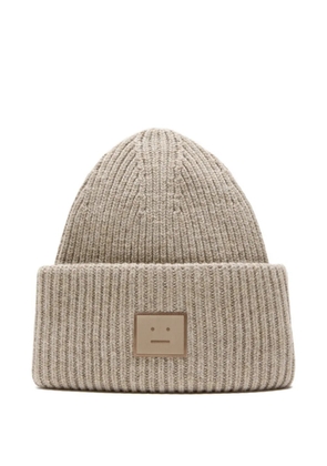 Acne Studios ribbed patch beanie - Neutrals