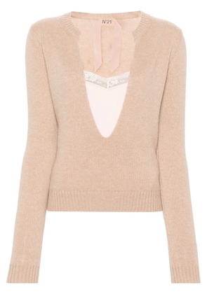 Nº21 U-neck layered jumper - Neutrals