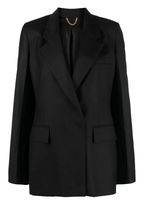Victoria Beckham double-breasted virgin wool-cotton blazer - Black