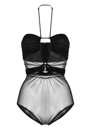 Nensi Dojaka sheer-panel halterneck bodysuit - Black