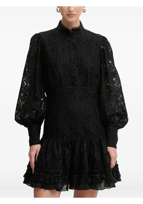 Bardot lace ruffled dress - Black