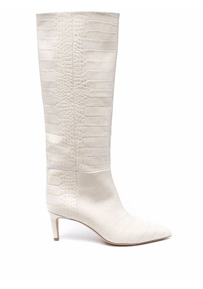 Paris Texas croc-effect stiletto boots - White