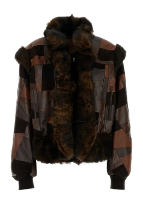 Chloé patchwork leather jacket - Brown