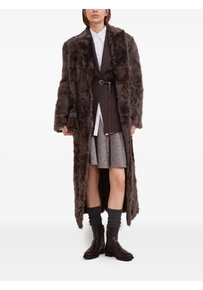 Brunello Cucinelli herringbone wool skirt - Brown