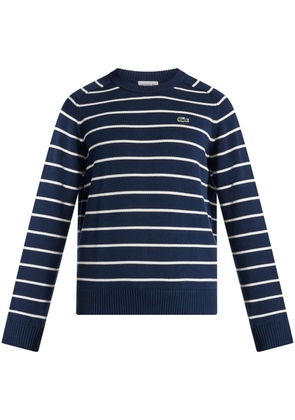 Lacoste logo-patch striped cotton jumper - Blue