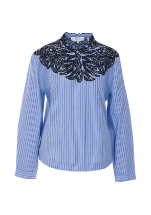Sea Maella stripe lace shirt - Blue