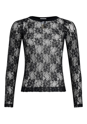 Patou lace-floral long-sleeve top - Black