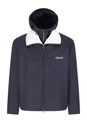 Gucci attached hood logo-detail jacket - Blue