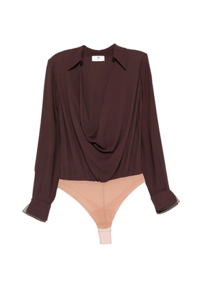 Elisabetta Franchi draped long-sleeve bodysuit - Brown
